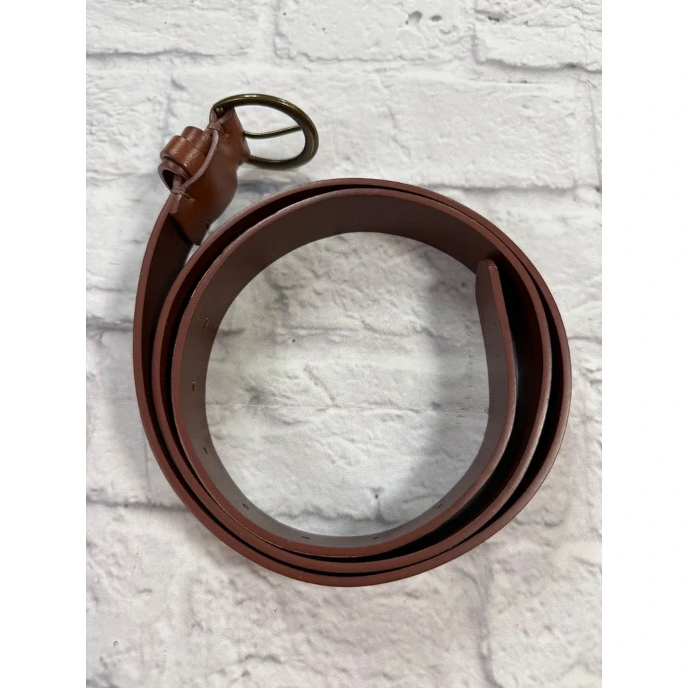 Leather Belt Womens 46 Brown Excellent Round Buckle Casual Accessory